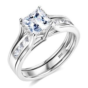 14k White 1-CT Princess-Cut CZ Solitaire Ring